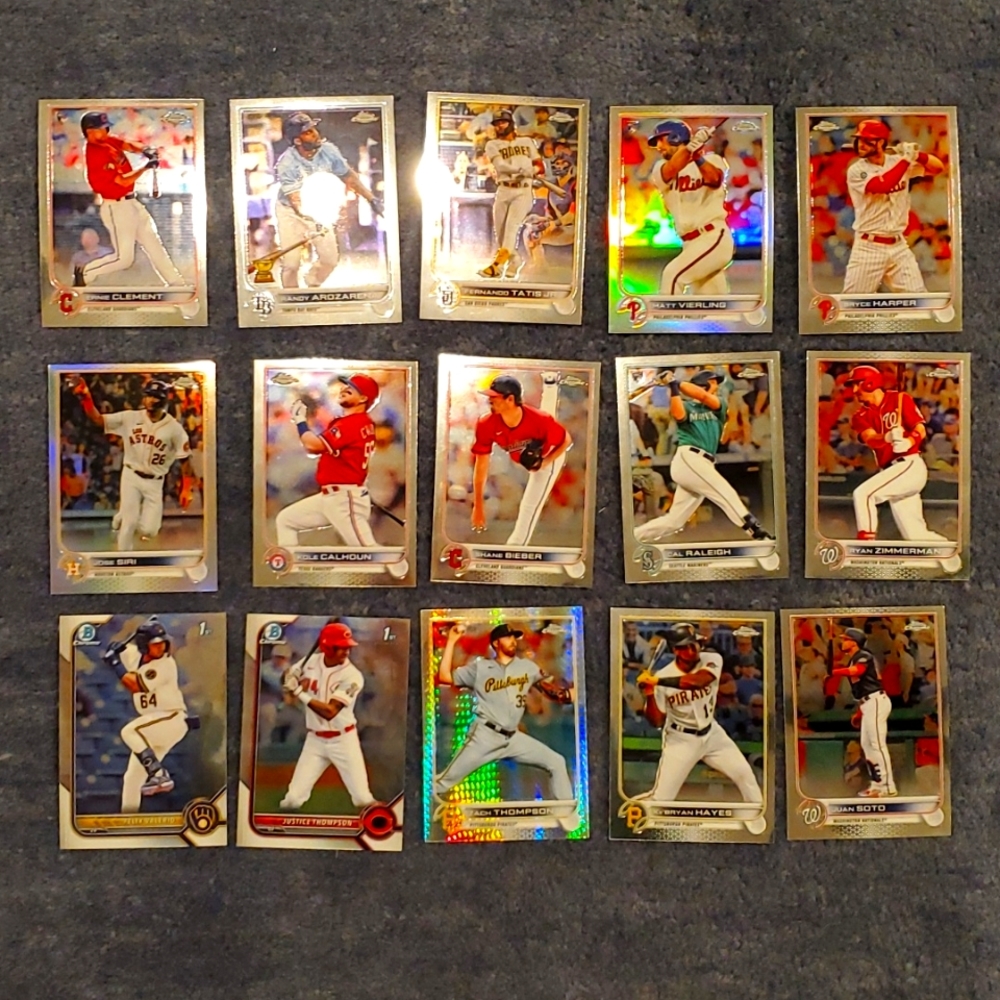 Baseball Cards. Topps Chrome, 15 cards